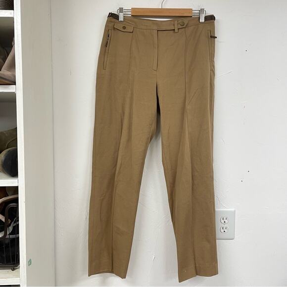 Lauren Ralph Lauren Tan High Rise Straight Leg Trouser Pants 12P Dark Academia - Picture 1 of 14